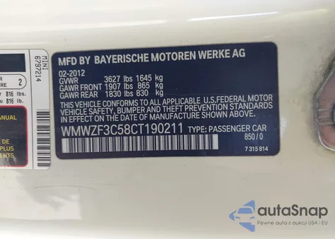 2012 Mini Cooper Clubman из США, поврежденный, VIN WMWZF3C58CT190211